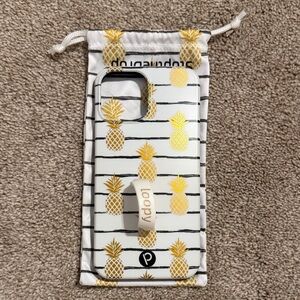 Loopy Case Pineapple Design Phone Case - iPhone 12 Pro Max White and Gold